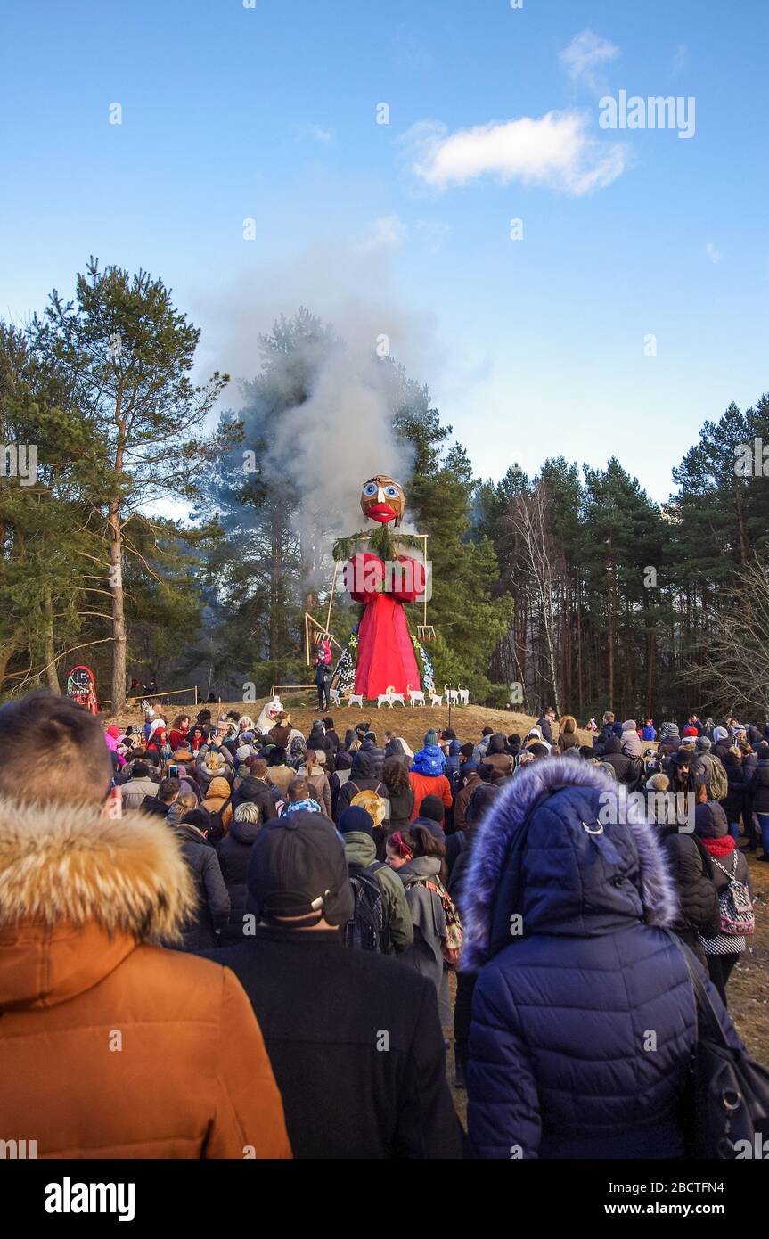 Traditional Lithuanian doll called More as a symbol of winter prepared to be burned in Uzgavenes Festival Stock Photo