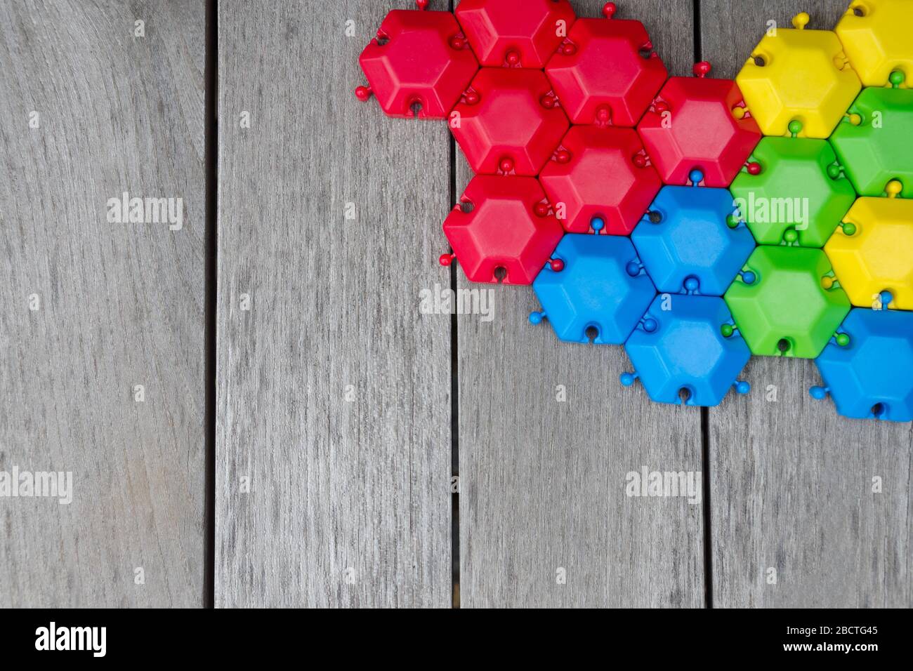 Concept of creative, logical thinking. Different colorful blocks on ...