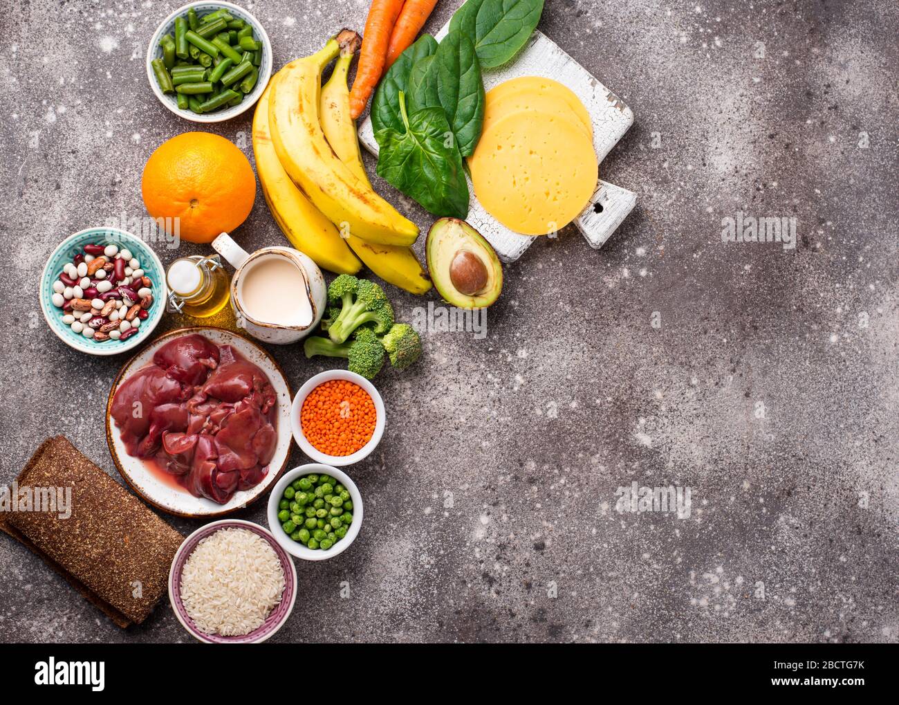 Natural sources of vitamin B9 Stock Photo - Alamy