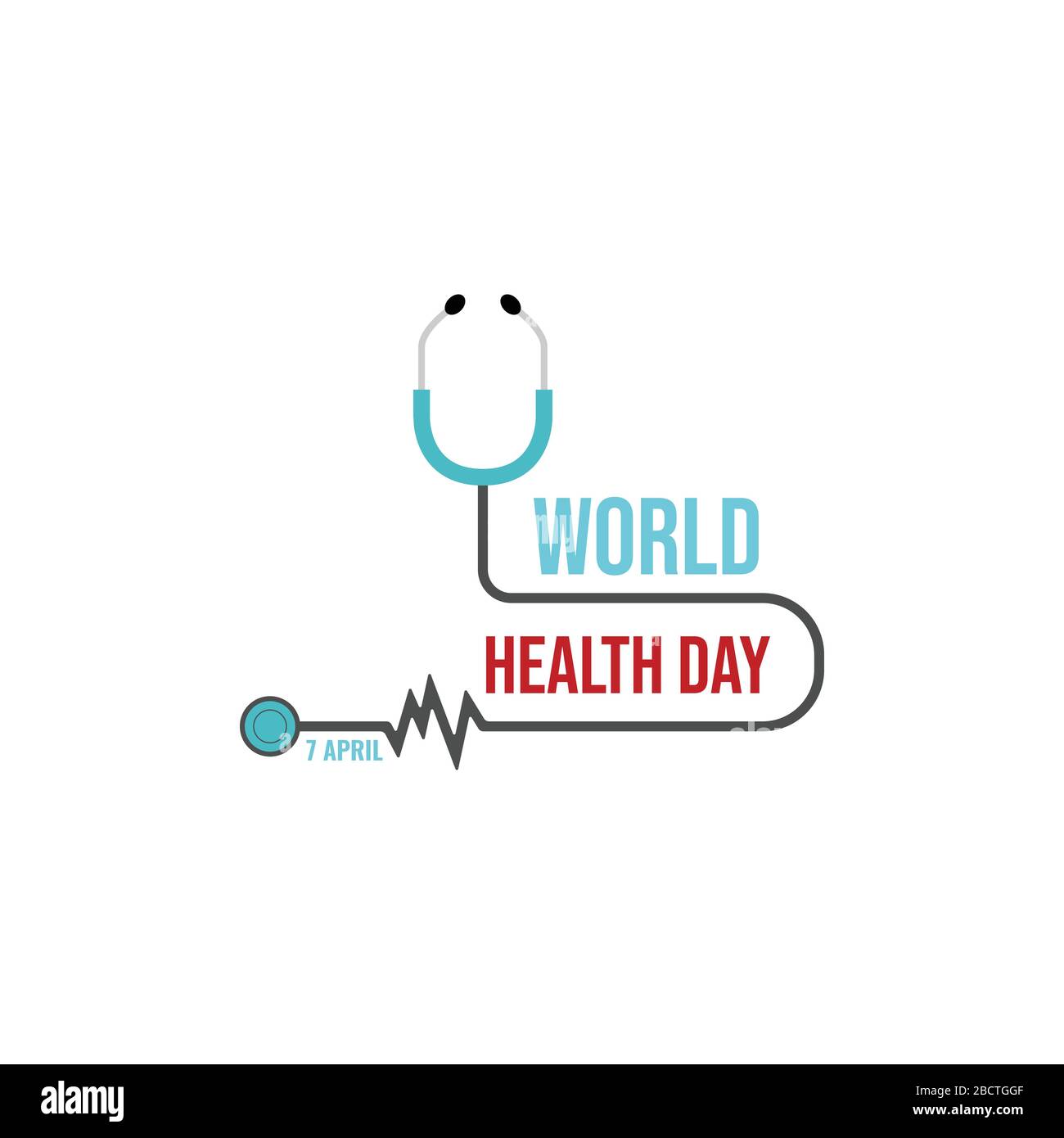 World health day vector illustration. Concept of World Health Day. Vector illustration with stethoscope vector typography lettering Stock Vector