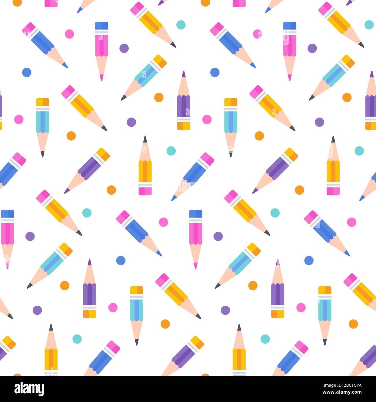 Seamless pattern of colored pencils. Cute baby background Stock Vector