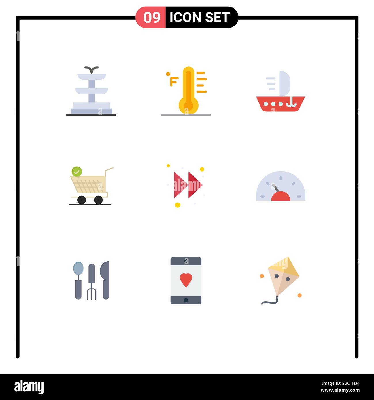 Set Of 9 Modern Ui Icons Symbols Signs For Right Arrow Ship Cart Retail Editable Vector 5372