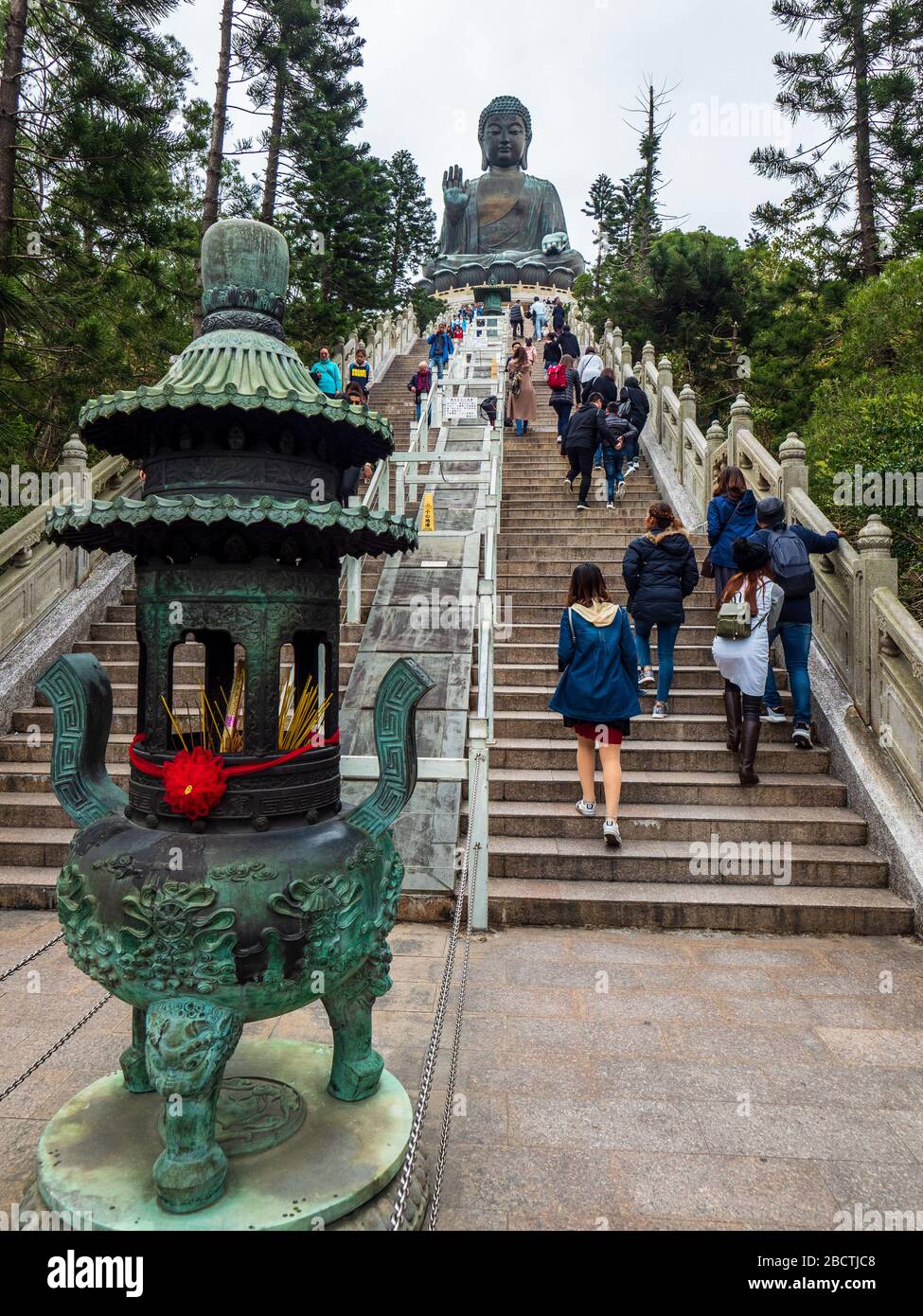 Tian Tan Buddha a large bronze statue of Buddha Shakyamuni, completed 1993, located near Po Lin Monastery, Ngong Ping, Lantau Island, Hong Kong China Stock Photo