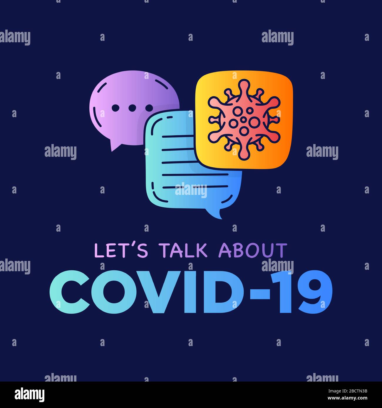 Let's talk about Covid-19 coronavirus doodle illustration dialog speech ...