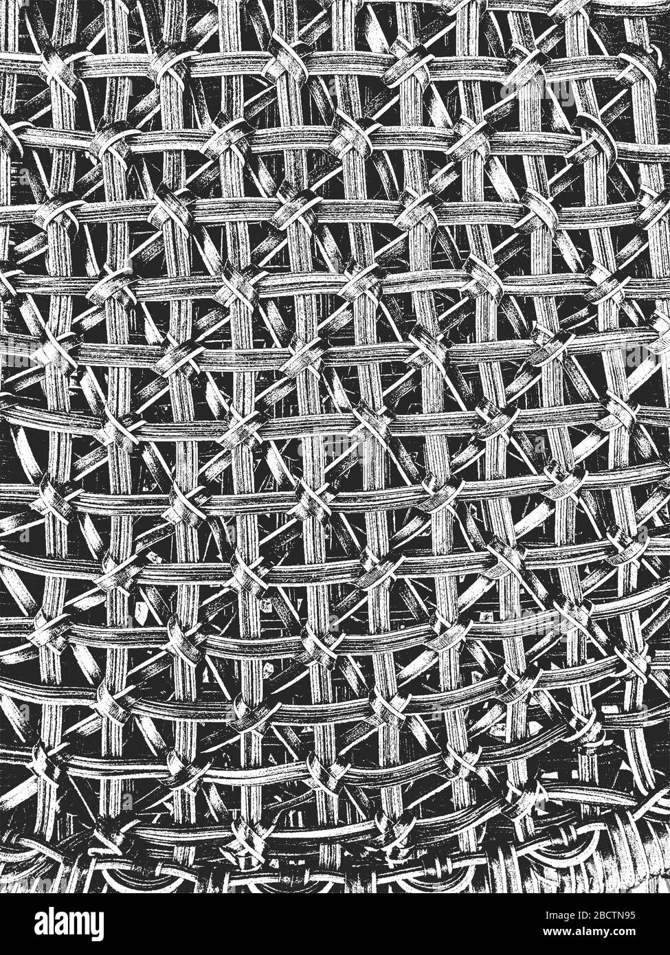 Distress grunge vector texture of wicker rope, vine with ornament ...