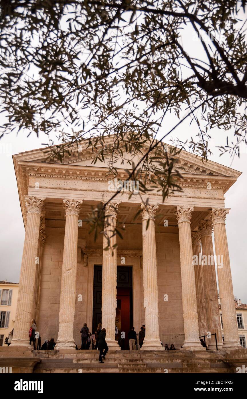 Maison Carrée Roman temple in Nîmes, France. Stock Photo