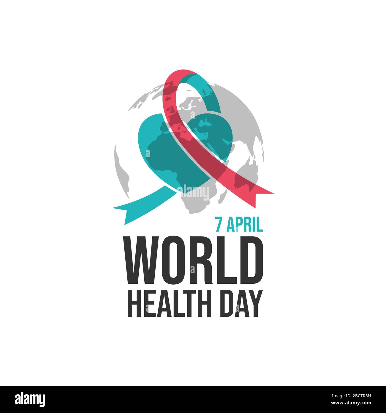 World health day background. Heart and ribbon concept of World Health Day Stock Vector