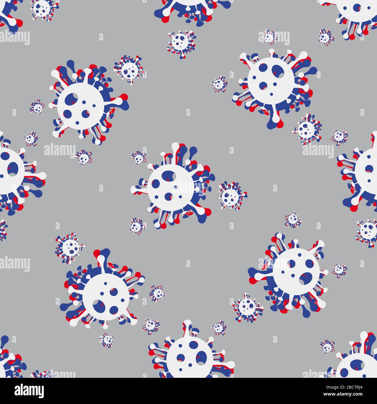 stereo seamless pattern of a bacterium virus Coronavirus COVID-19 . Virus bacteria Virus Covid 19-NCP Stock Vector