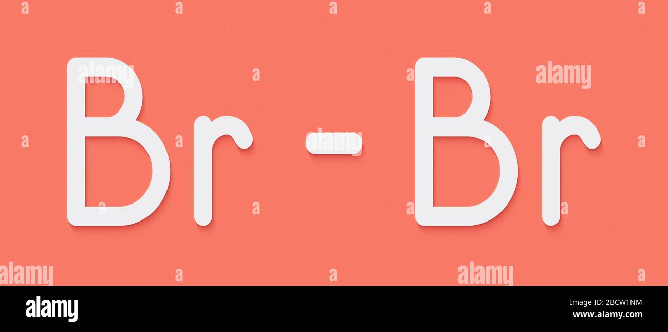 Elemental bromine (Br2) molecule. Skeletal formula. Stock Photo