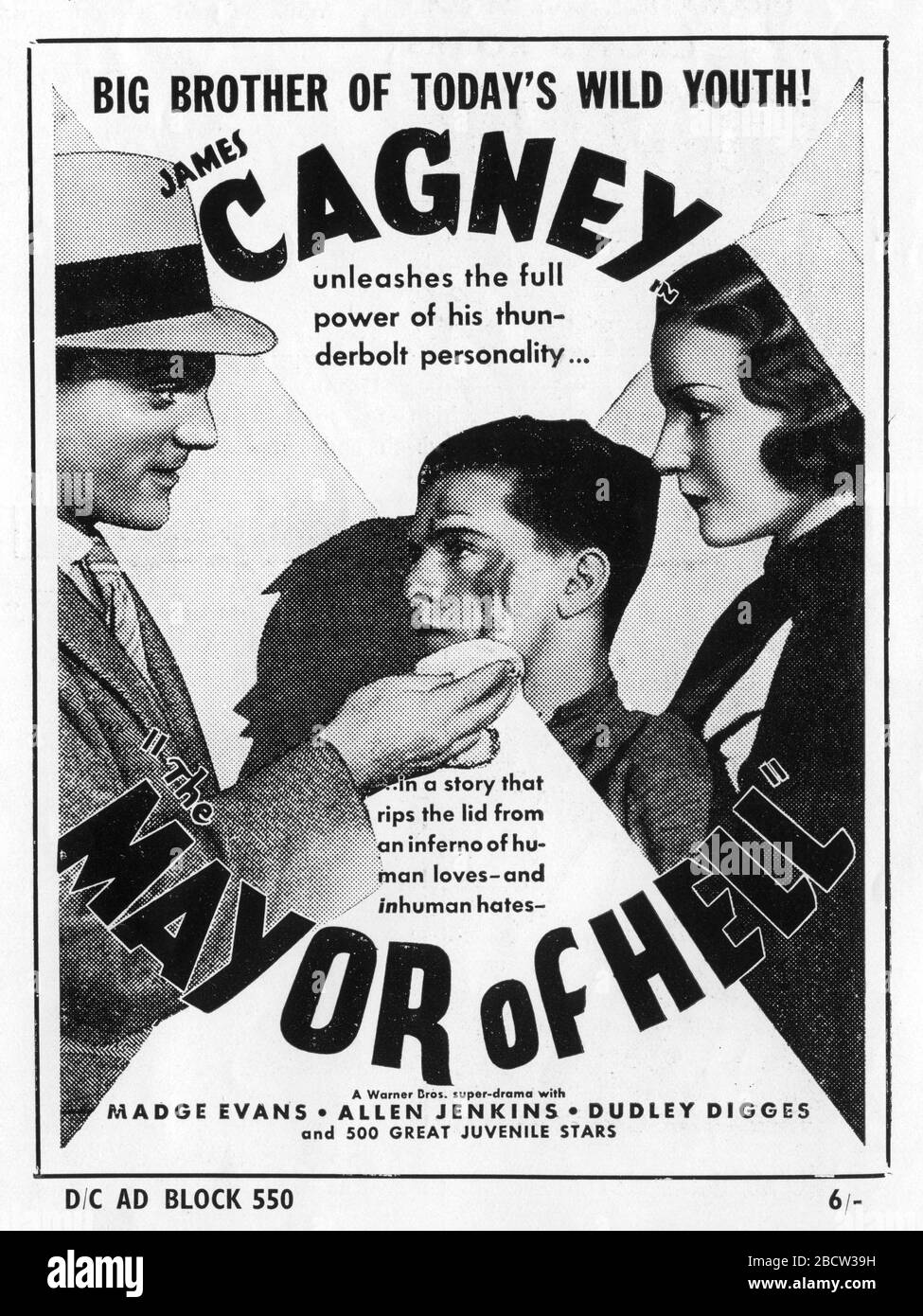 JAMES CAGNEY FRANKIE DARRO and MADGE EVANS in THE MAYOR OF HELL 1933 ...