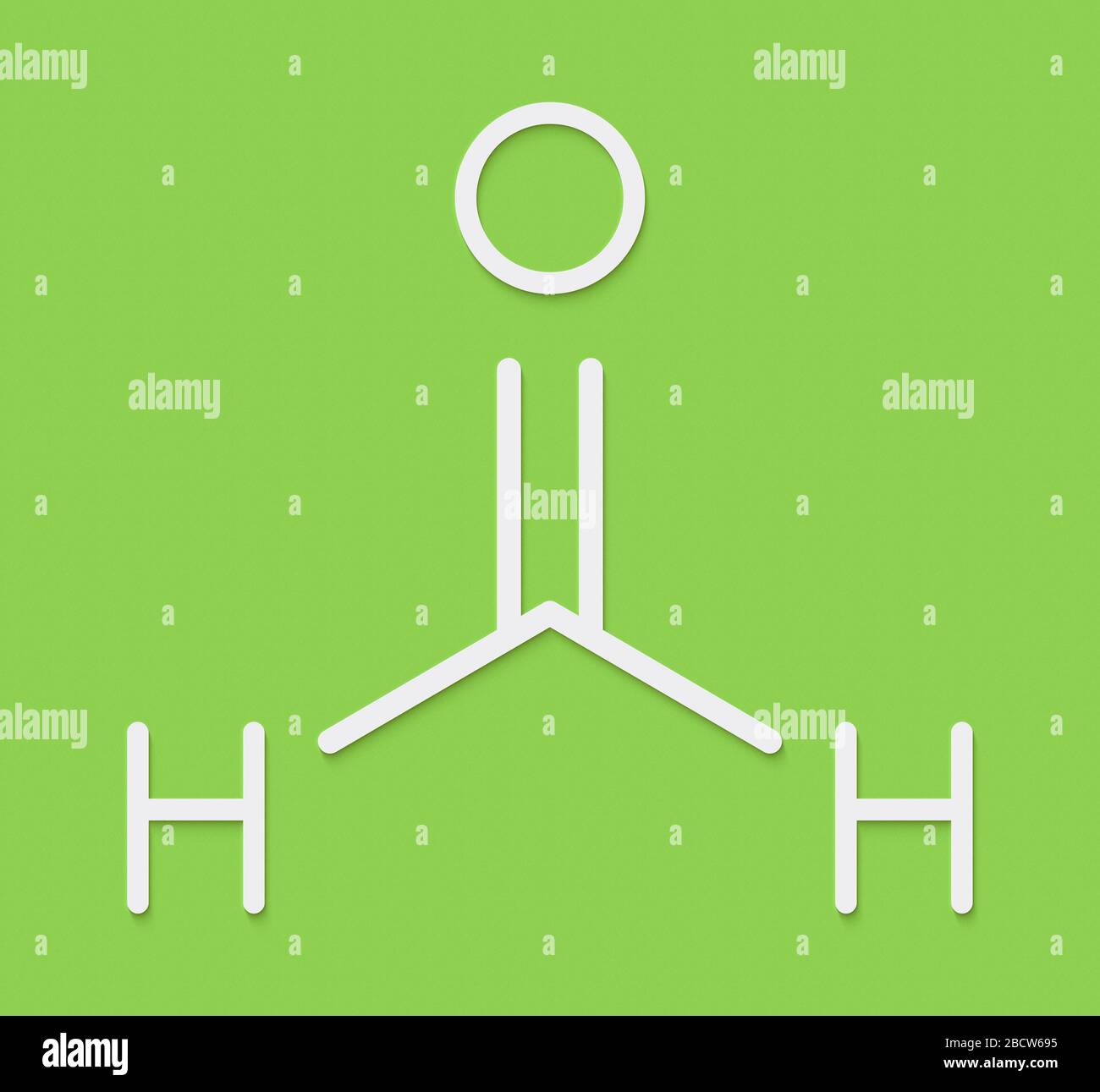Formaldehyde (methanal) molecule. Important indoor pollutant. Skeletal ...