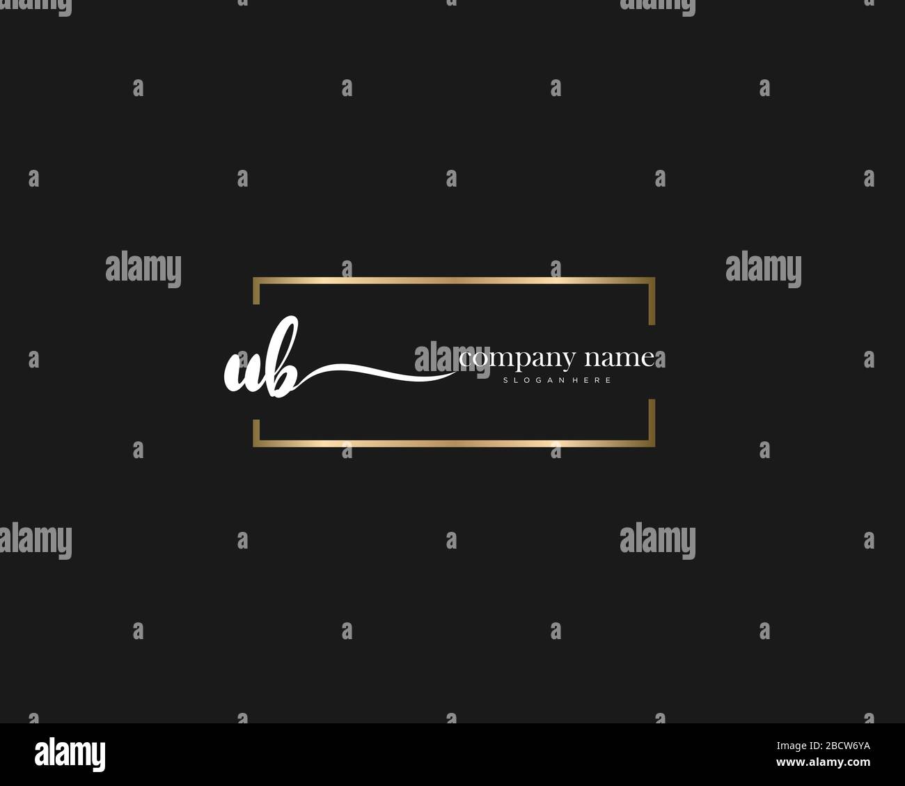 UB Initial Letter handwriting logo hand drawn template vector, logo for beauty, cosmetics, wedding, fashion and business Stock Vector