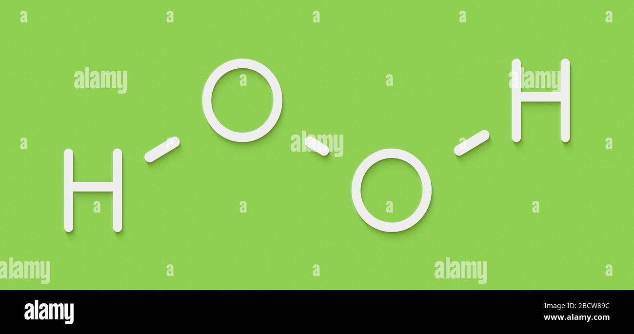 Hydrogen peroxide molecule. Reactive oxygen species (ROS). Used as