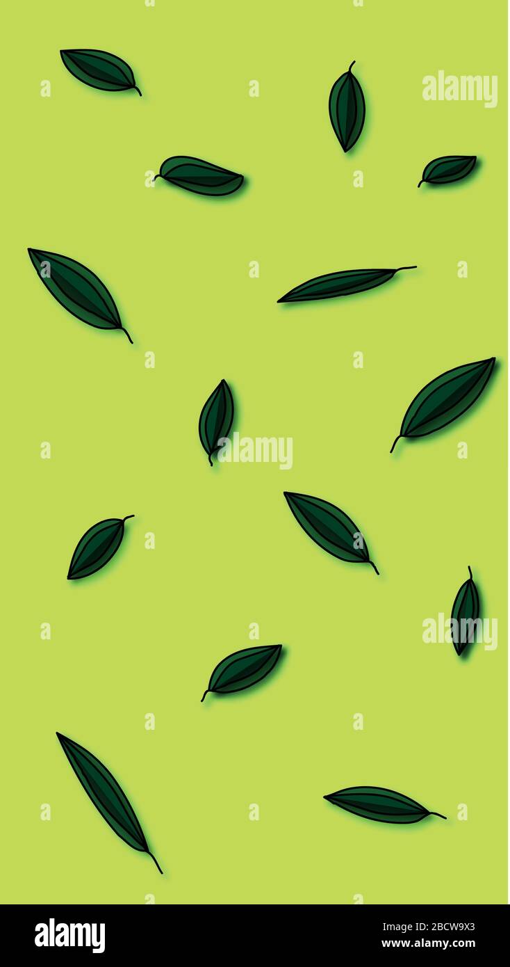 Green leaves of various shapes Stock Vector