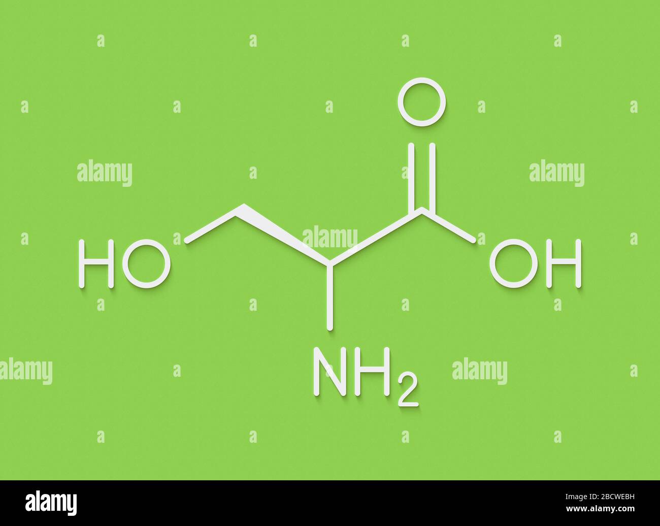 Serine (l-serine, Ser, S) amino acid molecule. Skeletal formula. Stock Photo