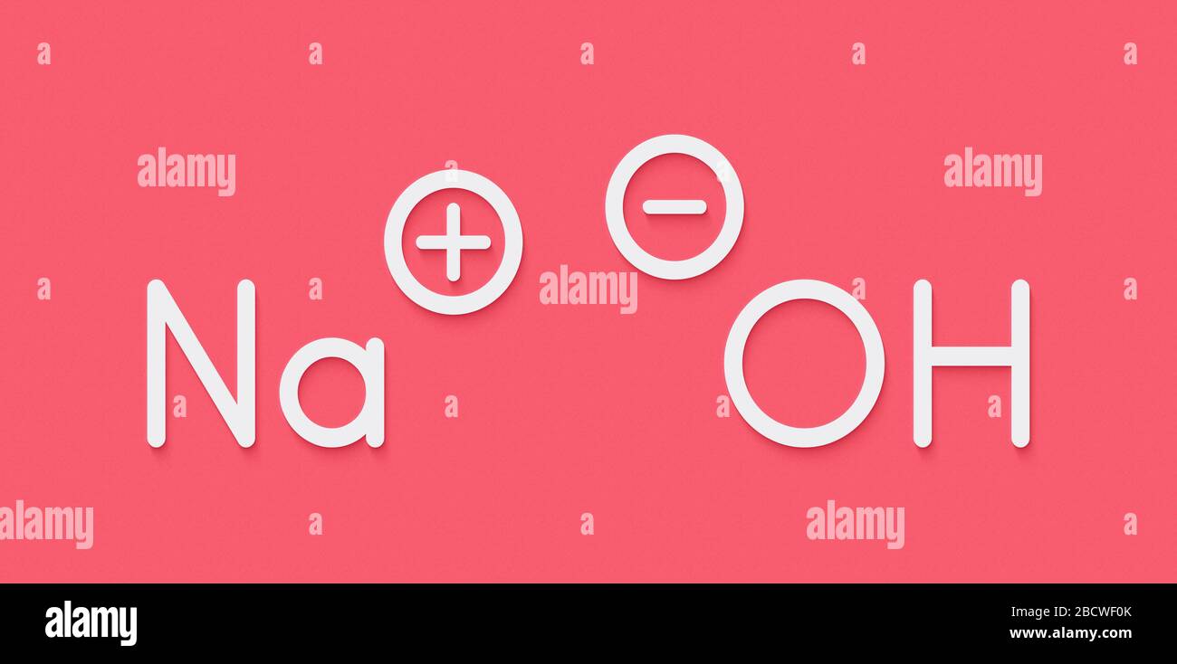 Sodium hydroxide (lye, caustic soda), chemical structure. Skeletal