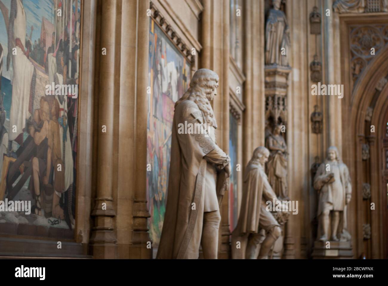Viscount Falkland Marble Statue in Westminster Hall, Palace of Westminster, London SW1 Stock Photo