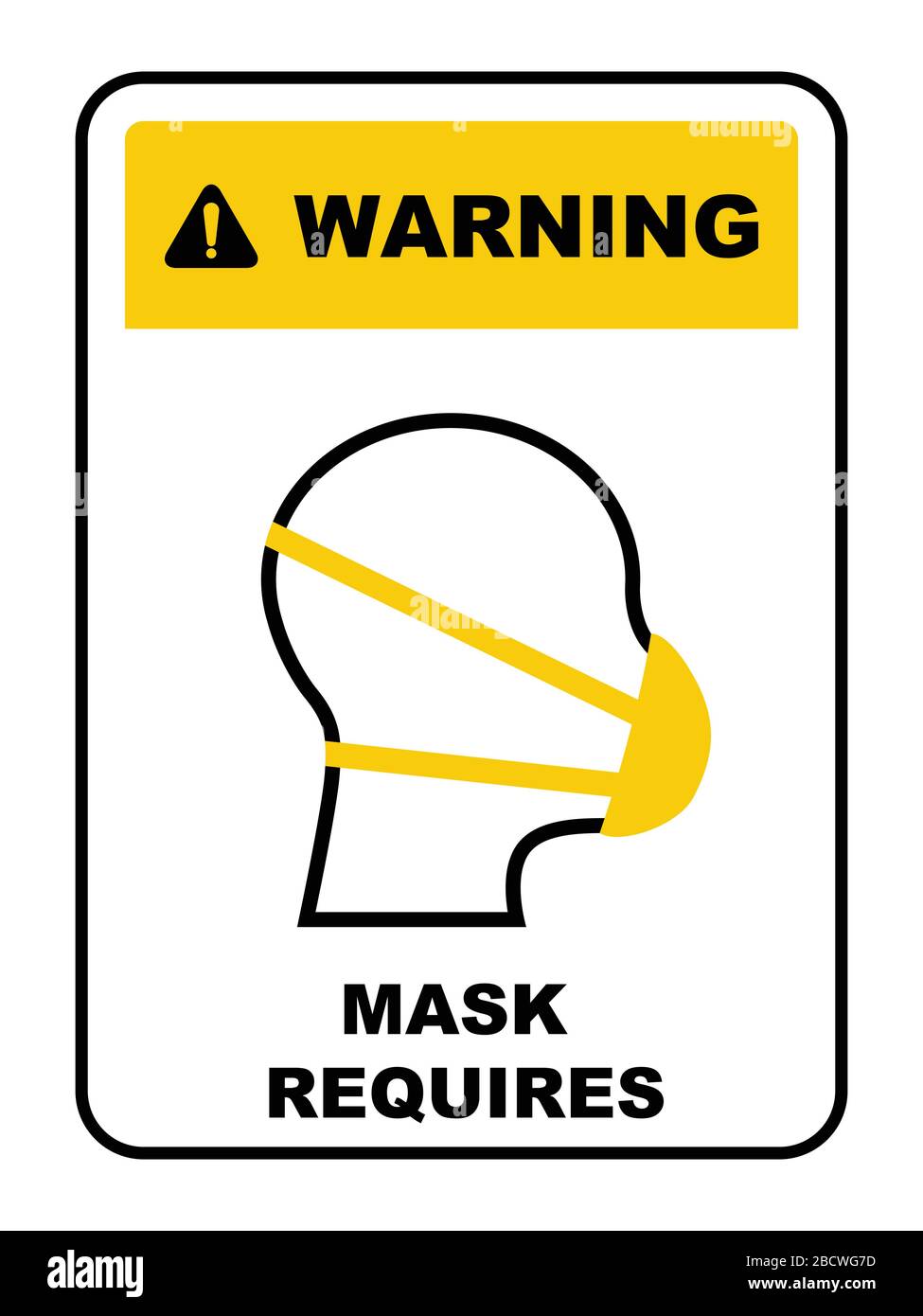 Medical mask wearing is a must information plate, warning sign face mask required in public places Stock Vector