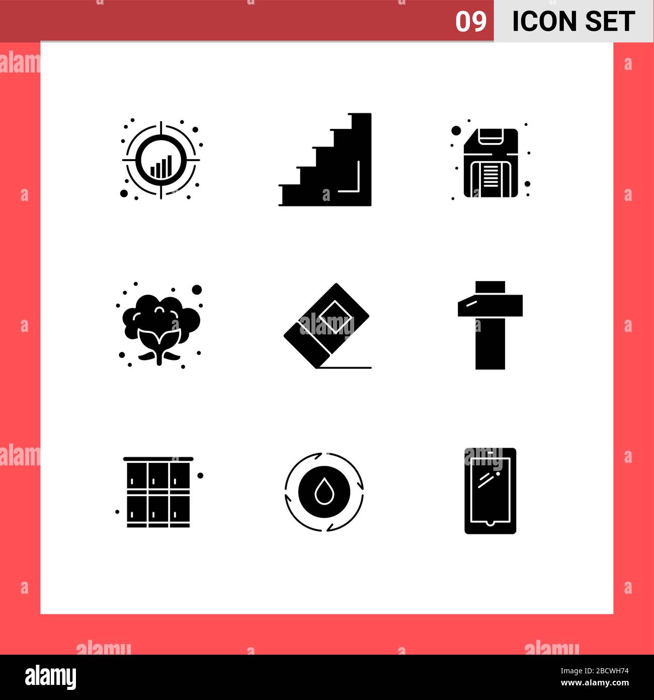 Pictogram Stage Mobile Interface Solid Glyph Set of 9 Pictograms of education, food ...