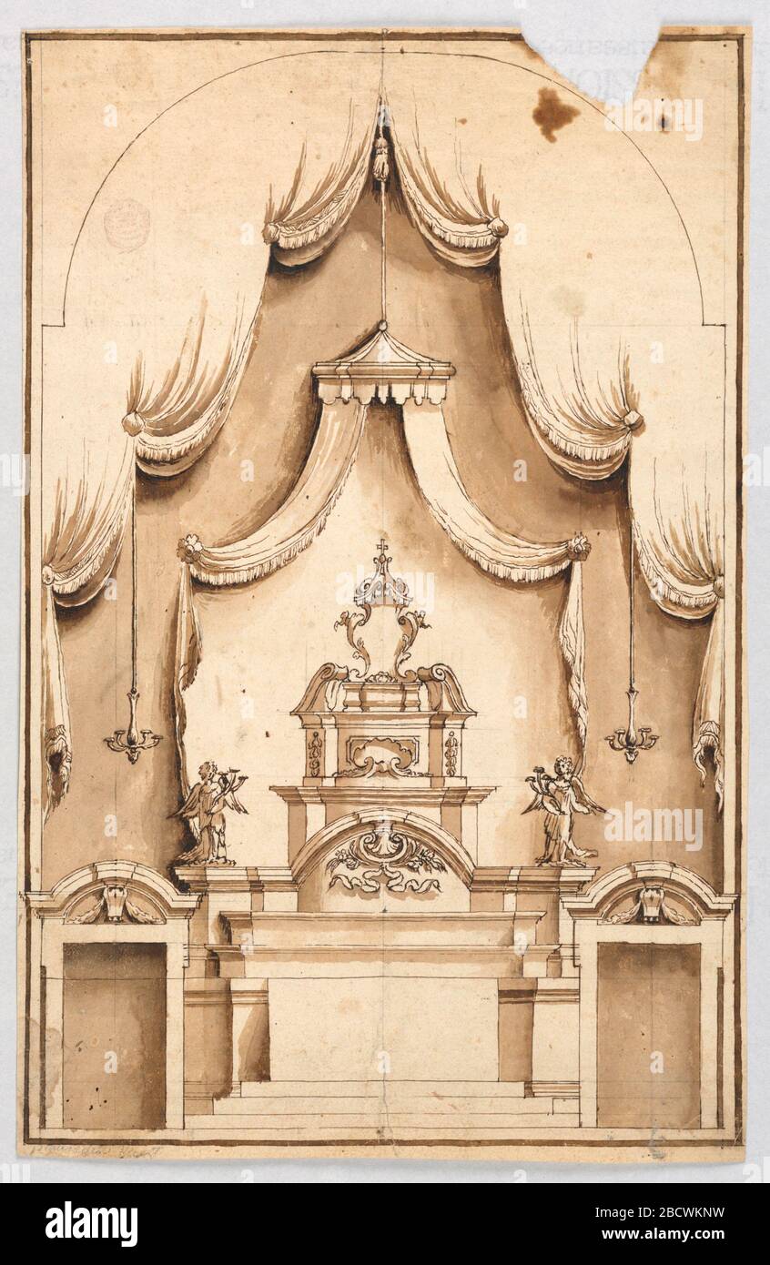 An altar with a structure for the exhibition of a cross probably a Holy ...