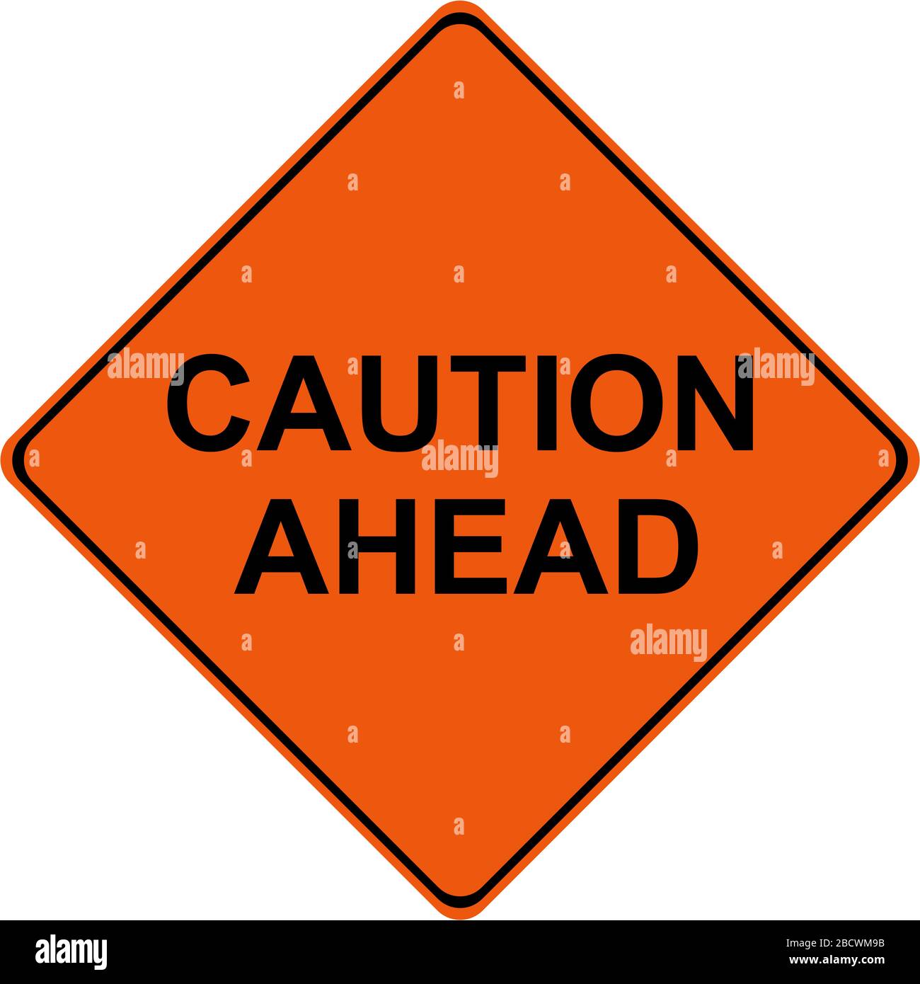 Caution Ahead traffic warning sign Stock Photo - Alamy