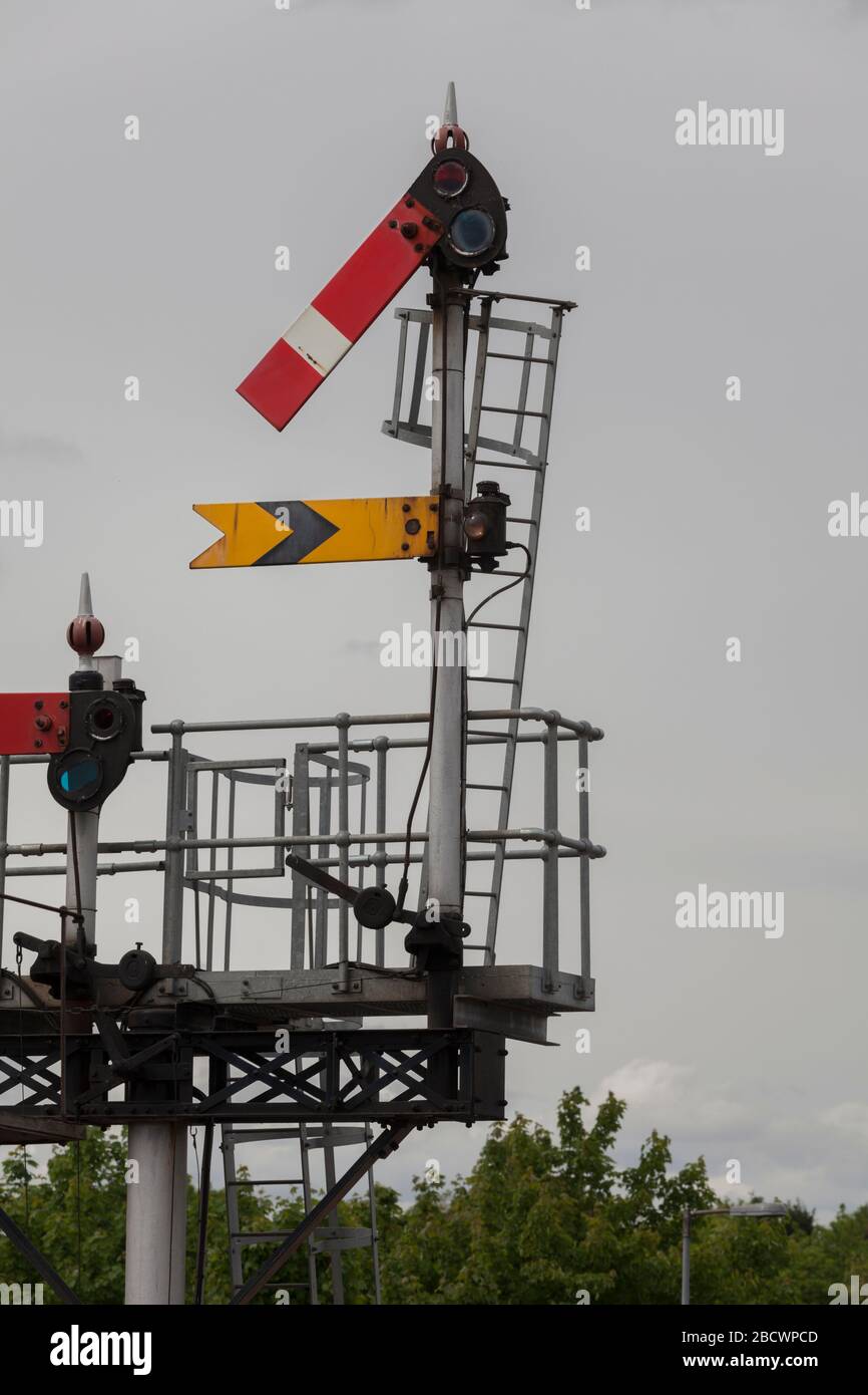 Great Western railway bracket semaphore signal with home and distant