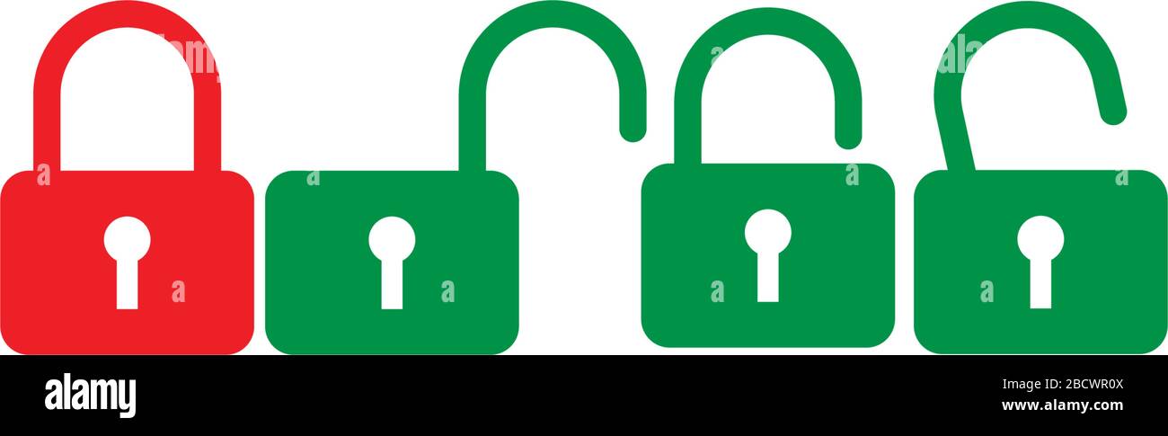 lock and unlock set icon illustration Stock Vector