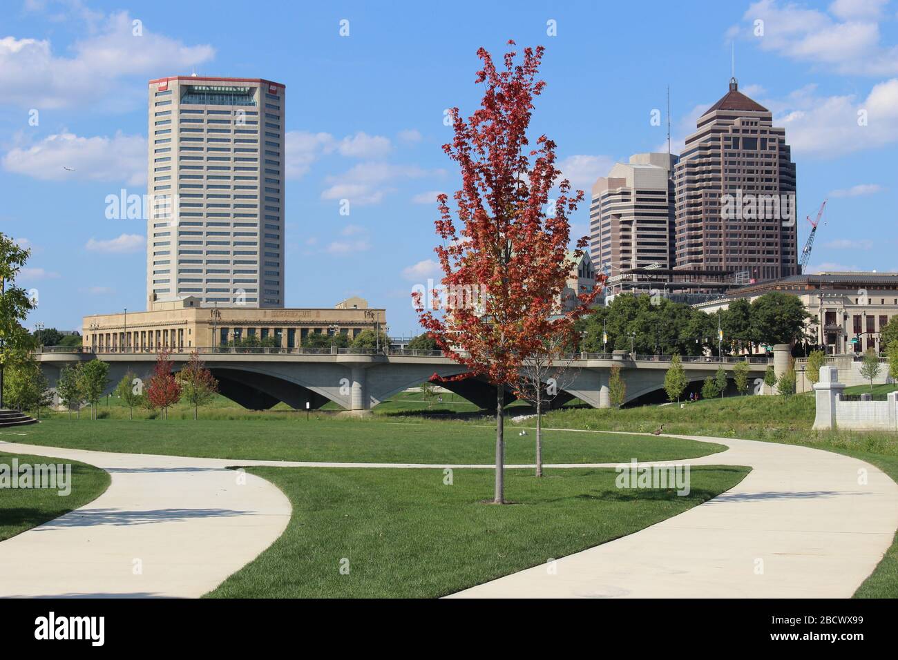 Alexander park Downtown Columbus Ohio green landscape with green trees