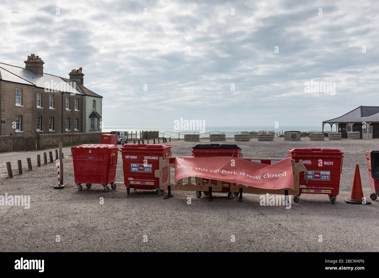 COVID19. Birling Gap car park closed Stock Photo Alamy