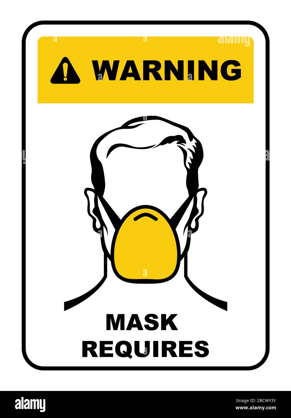 Warning sign - face mask required, wear medical mask information poster or plate Stock Vector