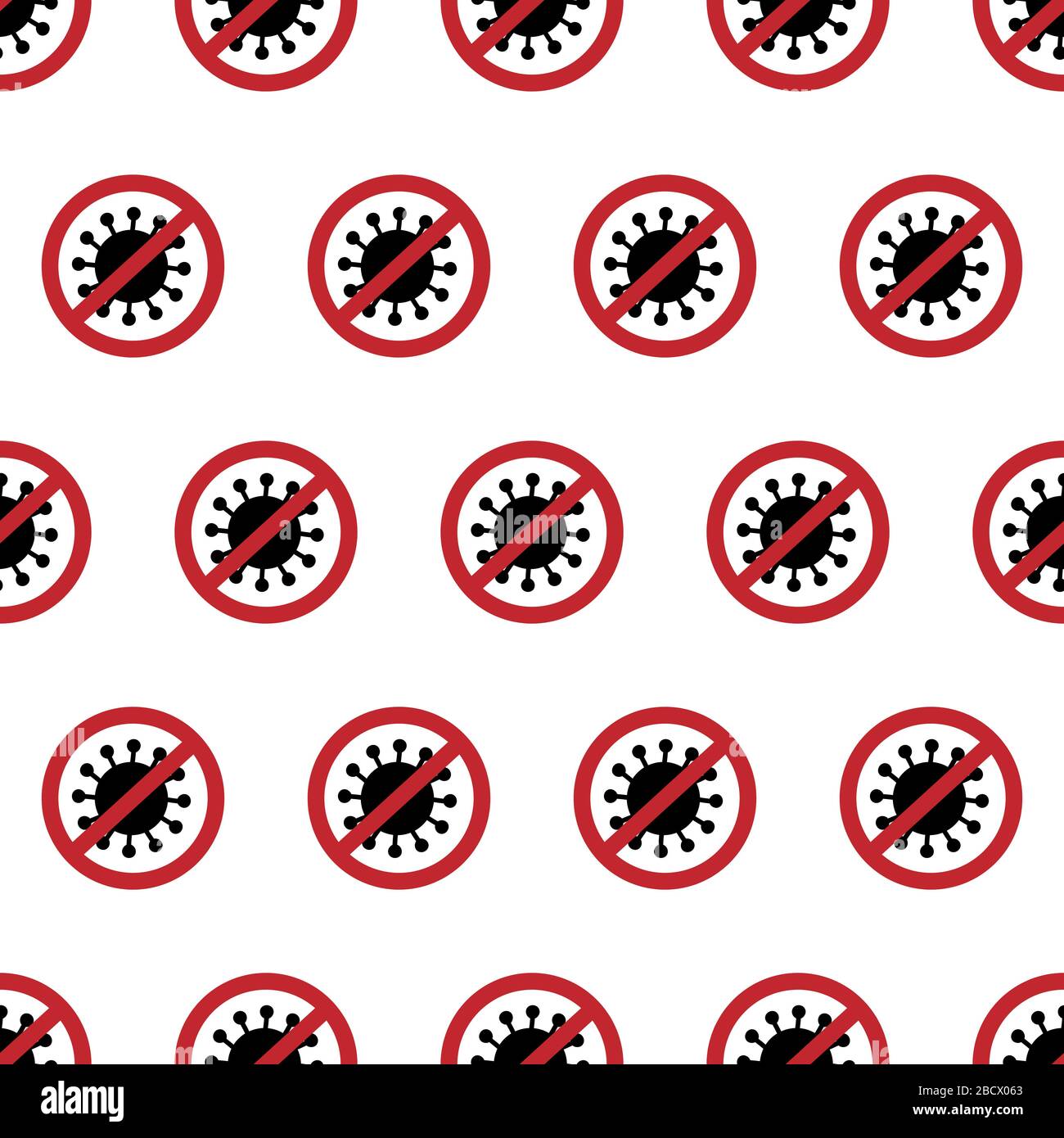 Coronavirus hand drawn bacterias in seamless pattern. Vector stock illustration. Stock Vector