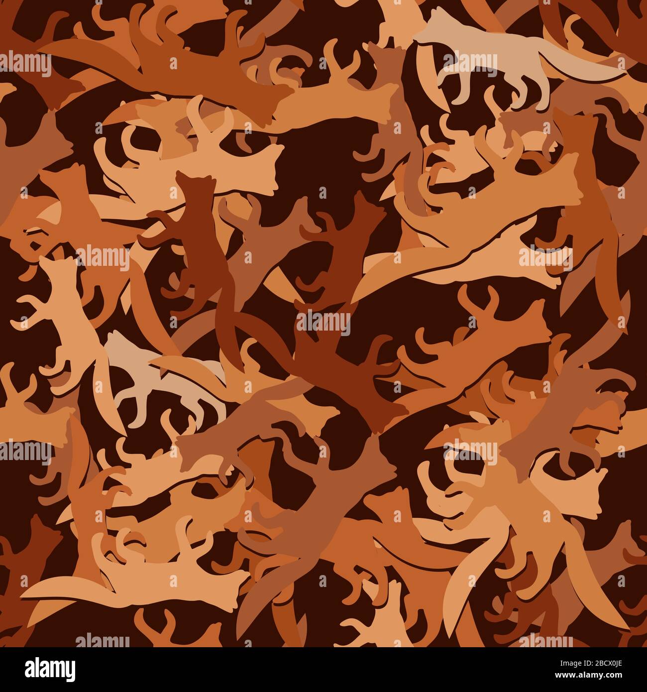 Seamless Fox pattern silhouette on dark background. Vector image Stock Vector