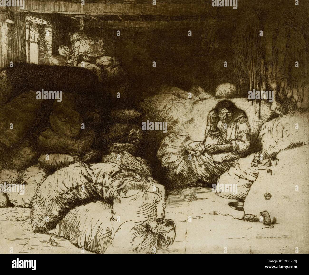 The Sleeping Rag Vendor Stock Photo - Alamy