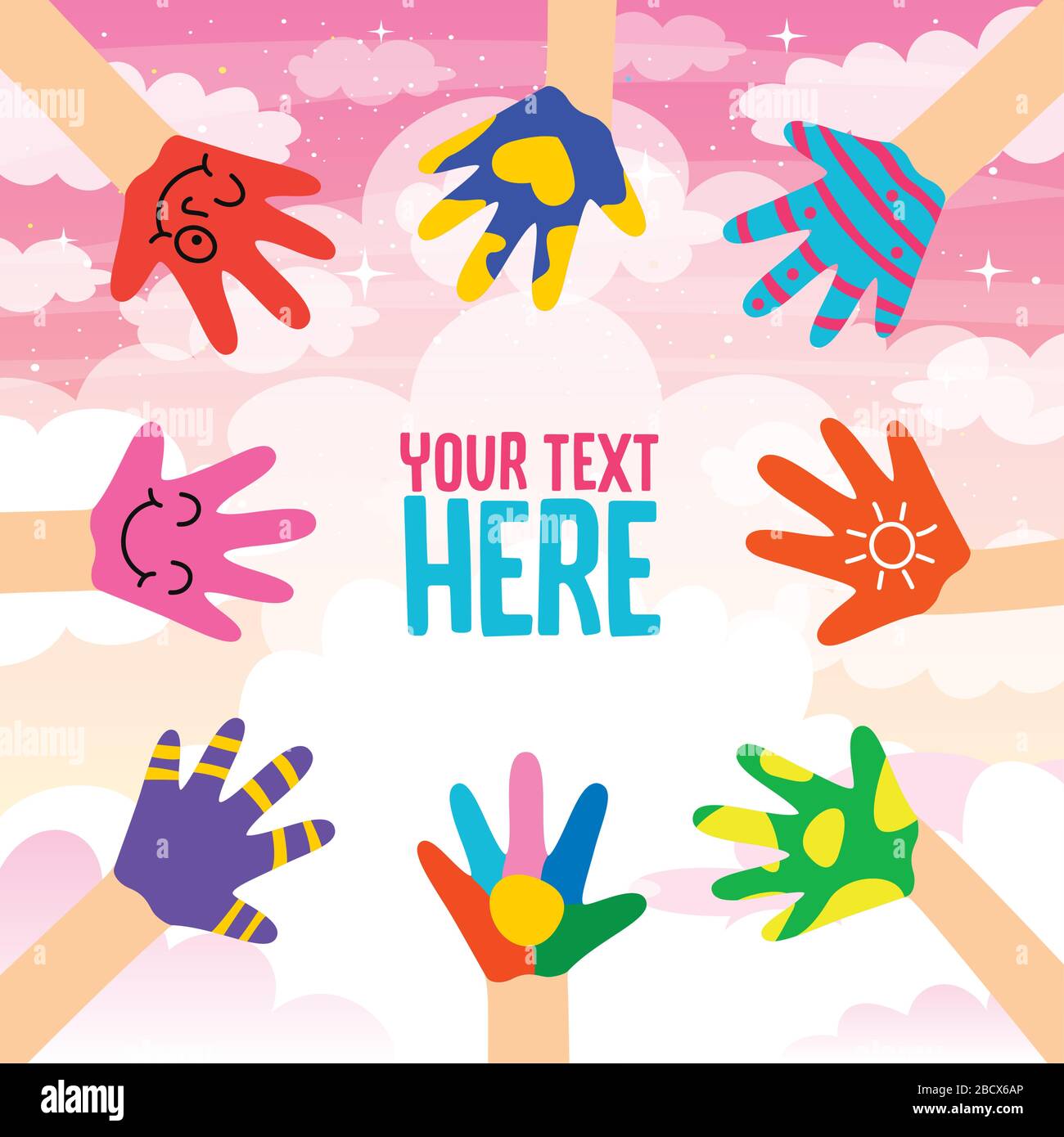 Children raising hands Stock Vector Images - Alamy