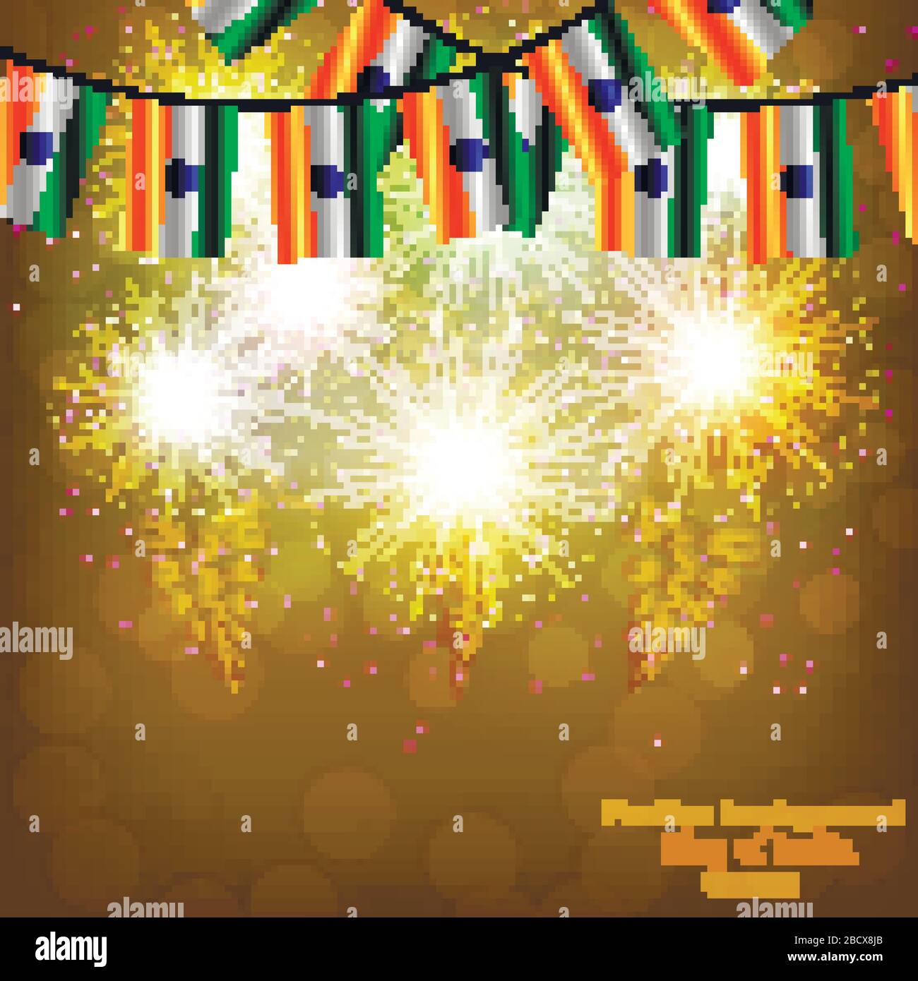 Bright firework with flag of India. Happy India day flag background ...