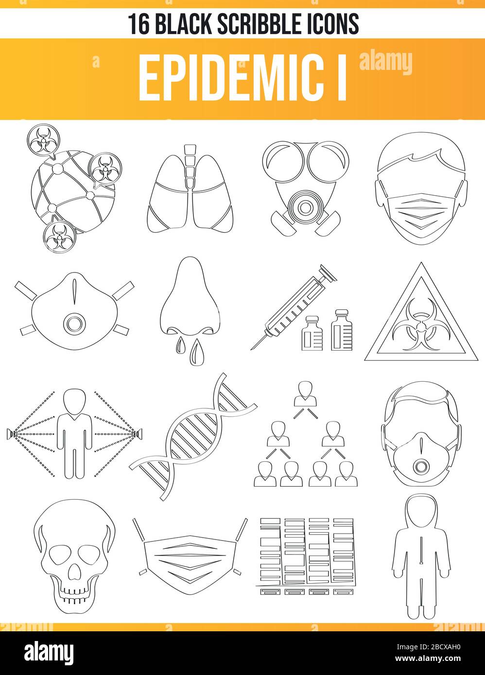Black icons, or icons on the epidemic. This icon set is perfect for creative people and designers who need the subject virus and the epidemic in their Stock Vector