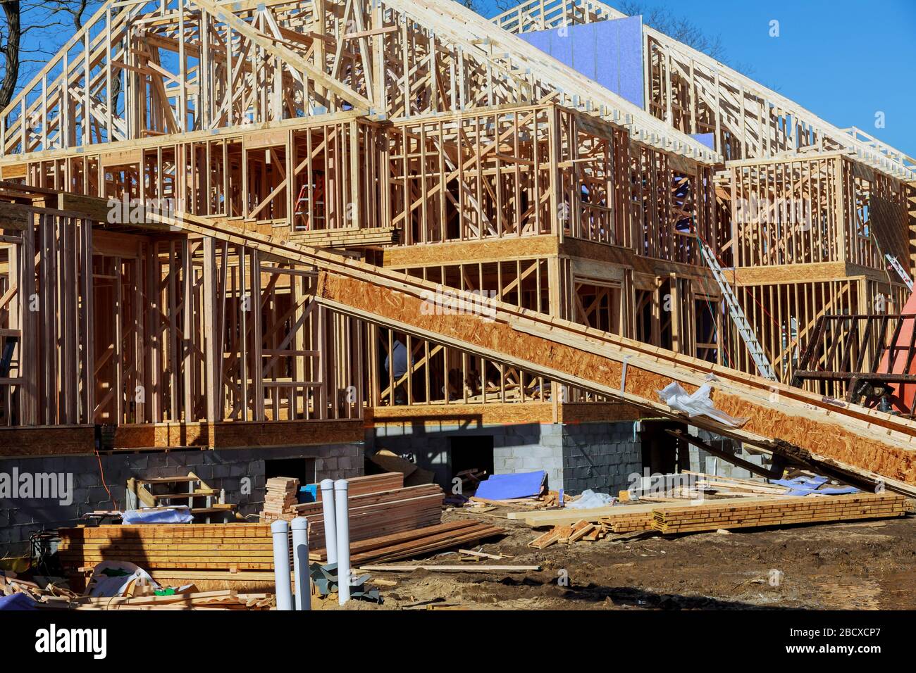 Framed New Construction Of New Construction A House Building A From The Ground Up Stock Photo Alamy