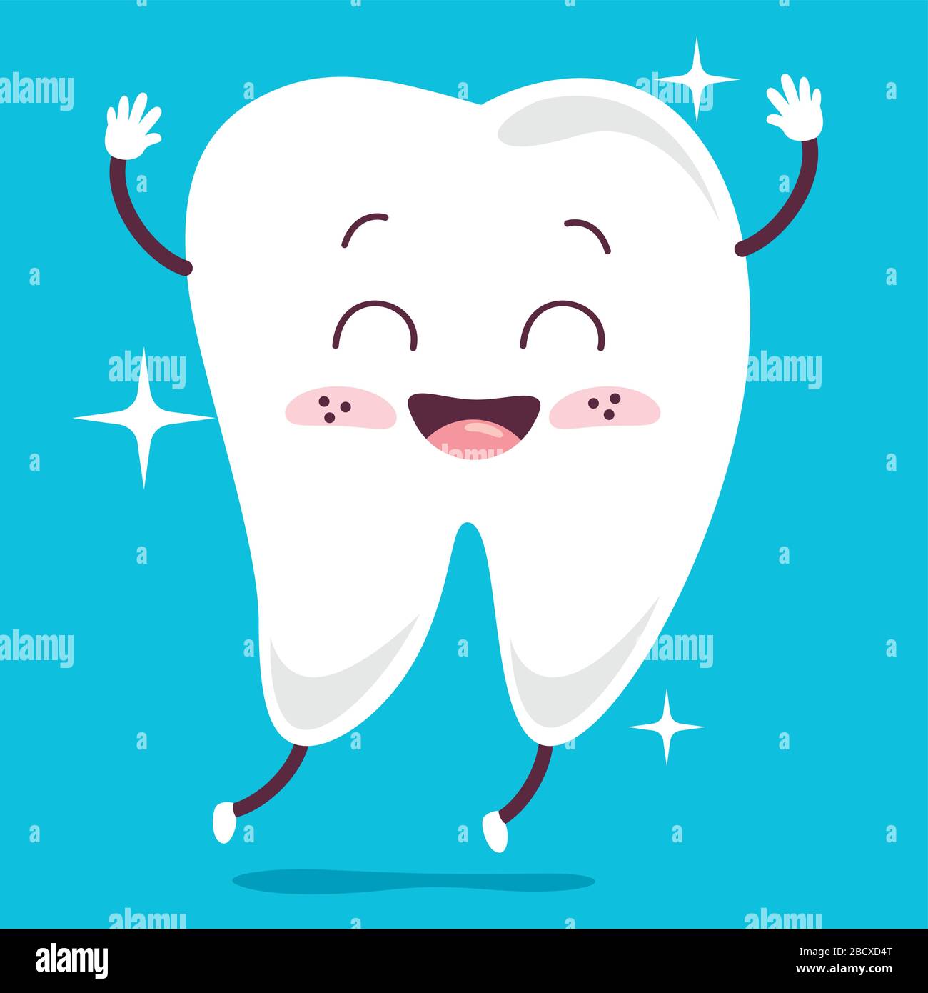 Brushing Teeth Concept With Cartoon Character Stock Vector