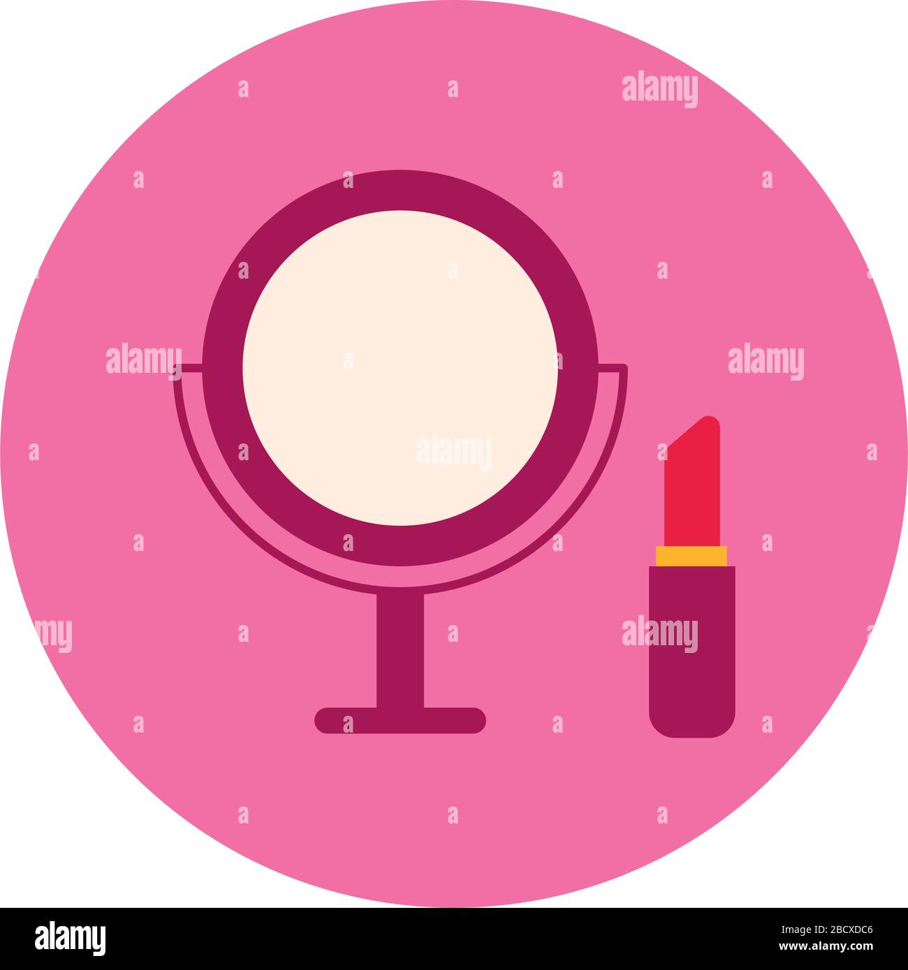 mirror and lipstick makeup block and flat icon Stock Vector