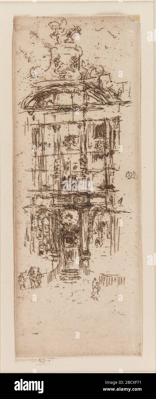 (Artist) James McNeill Whistler; United States; 1887; Etching on paper; H x W: 17.7 x 6.7 cm (6 15/16 x 2 5/8 in); Gift of Charles Lang Freer Gold House Brussels Stock Photo