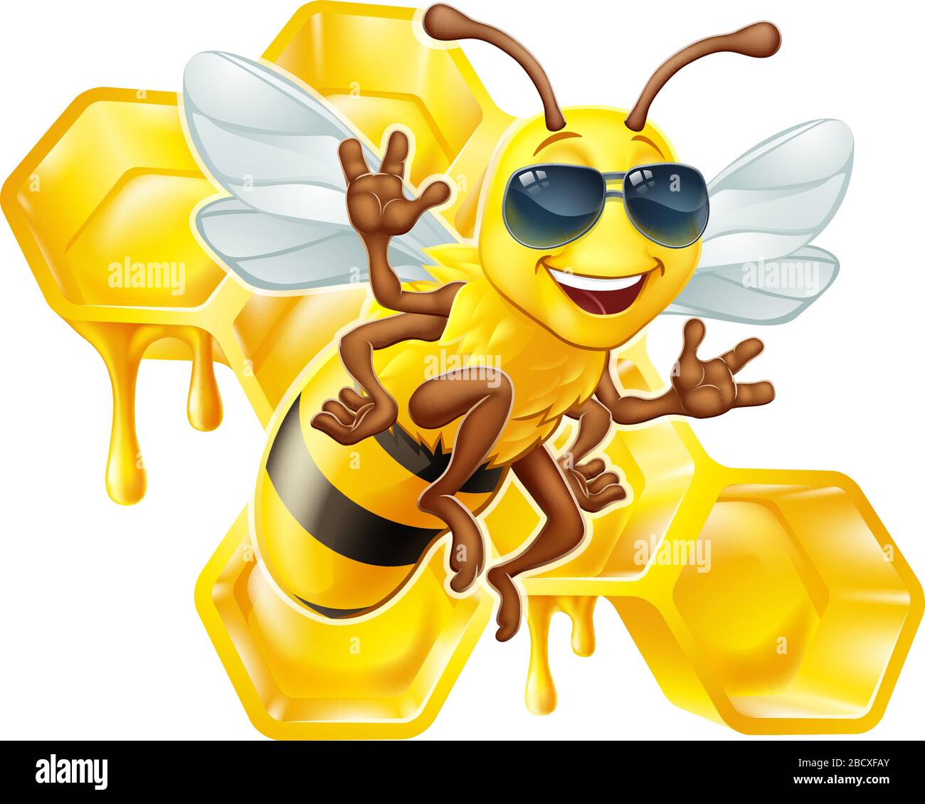 Bumble Bee Honey Honeycomb Sunglasses Bumblebee Stock Vector