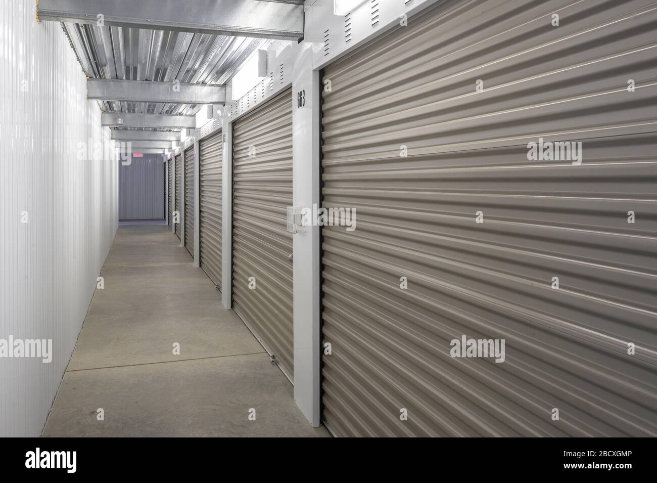 Interior od self storage facility Stock Photo Alamy