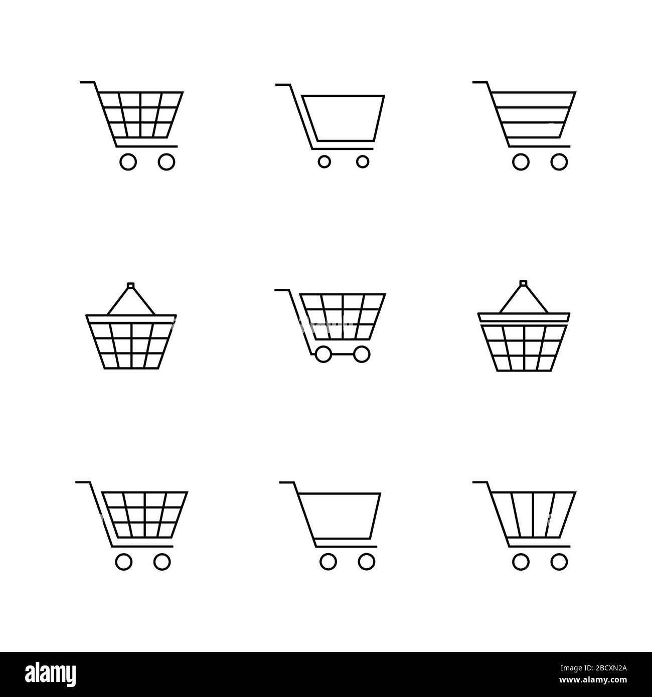 Finance and shopping icons set of thin lines, vector illustration Stock ...