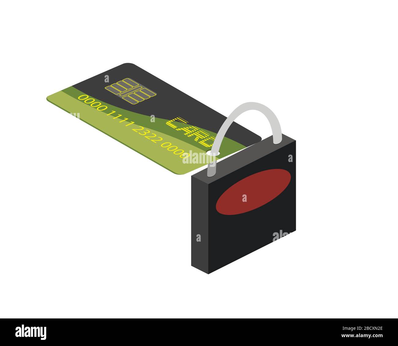 Illustration of bank card protection against hacking. Locked credit