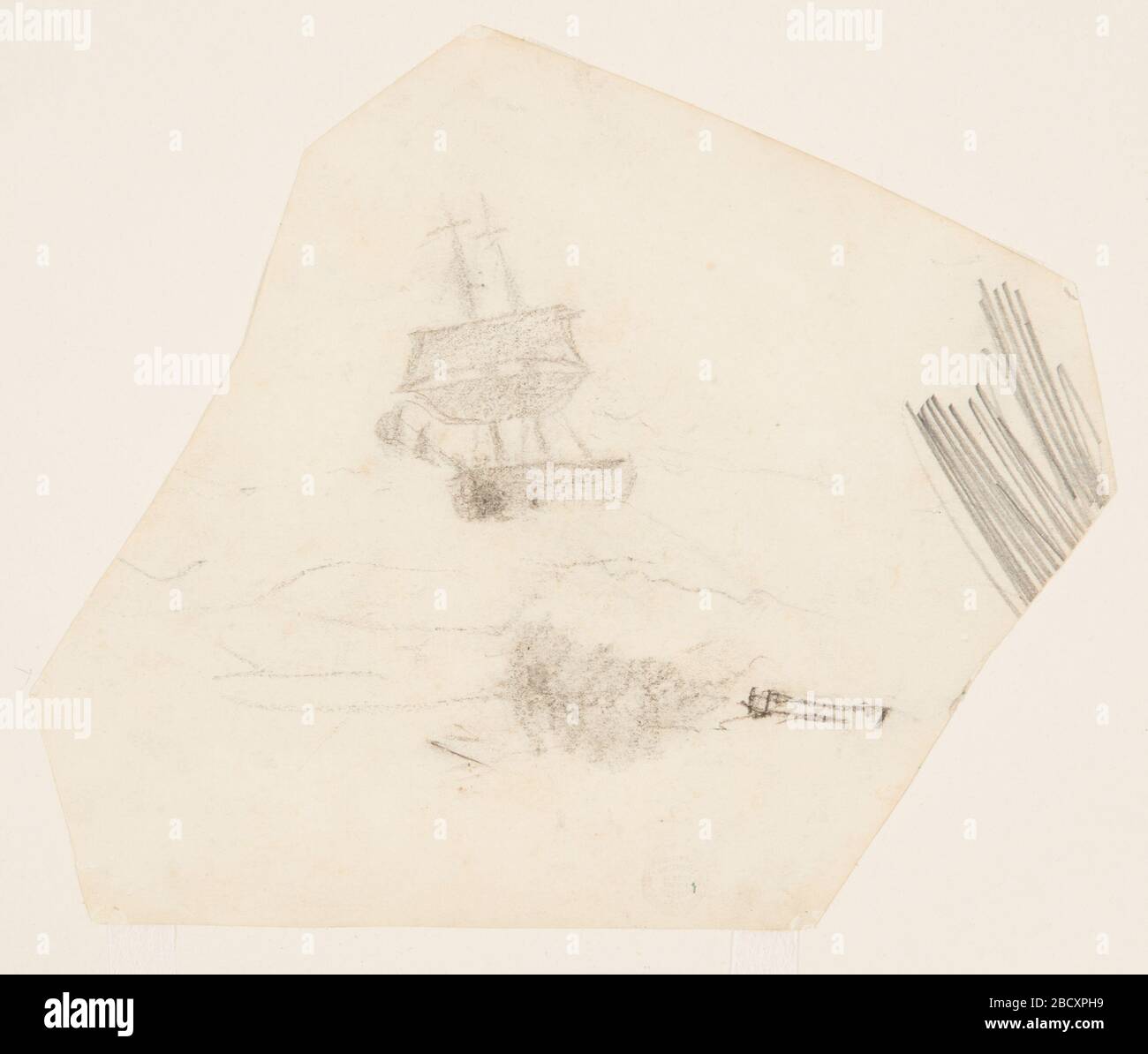 Square Rigger in a Stormy Sea. Research in ProgressHorizontal view of a ...