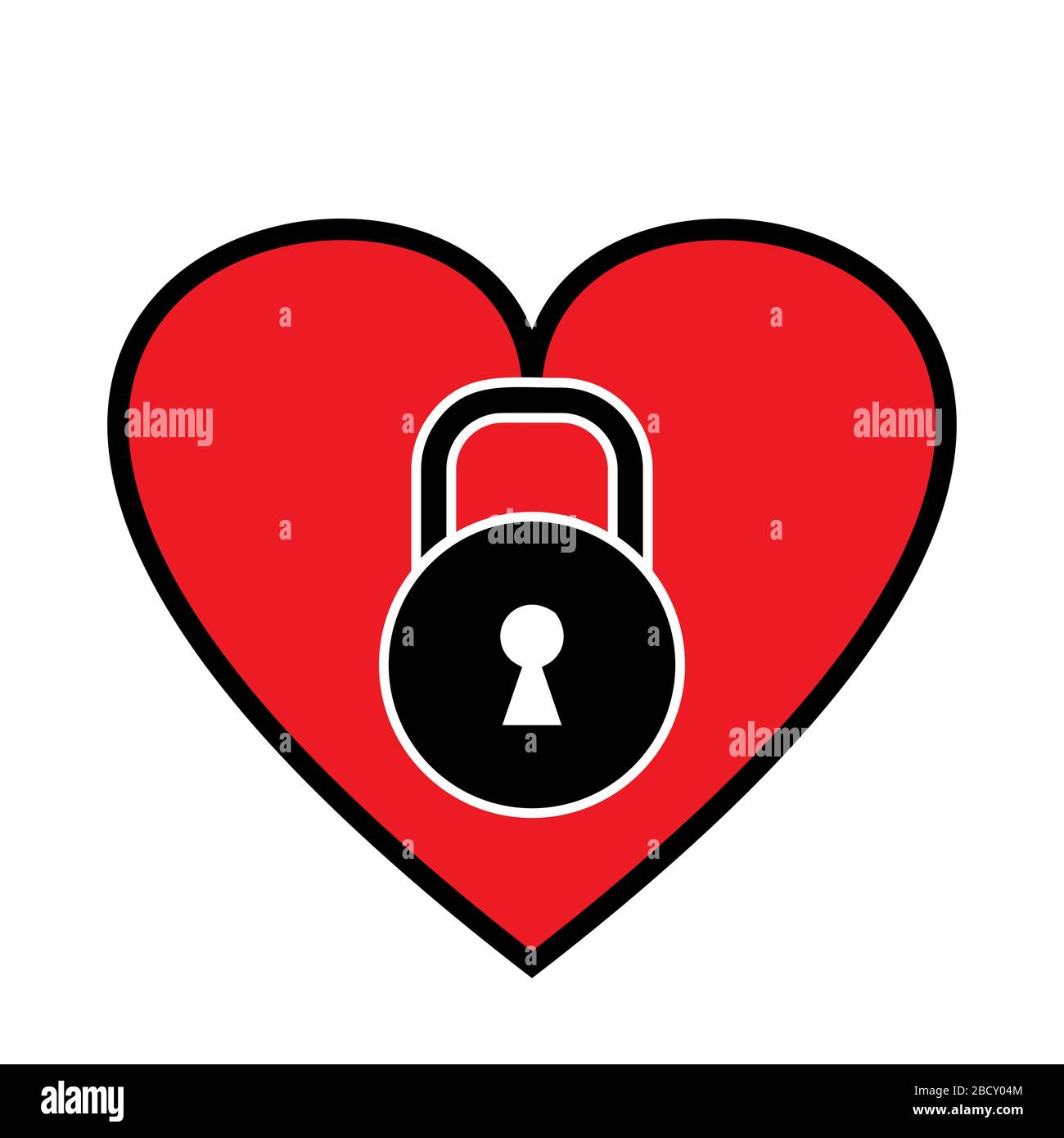 Heart shape red Padlock vector icon design concept Stock Vector Image ...