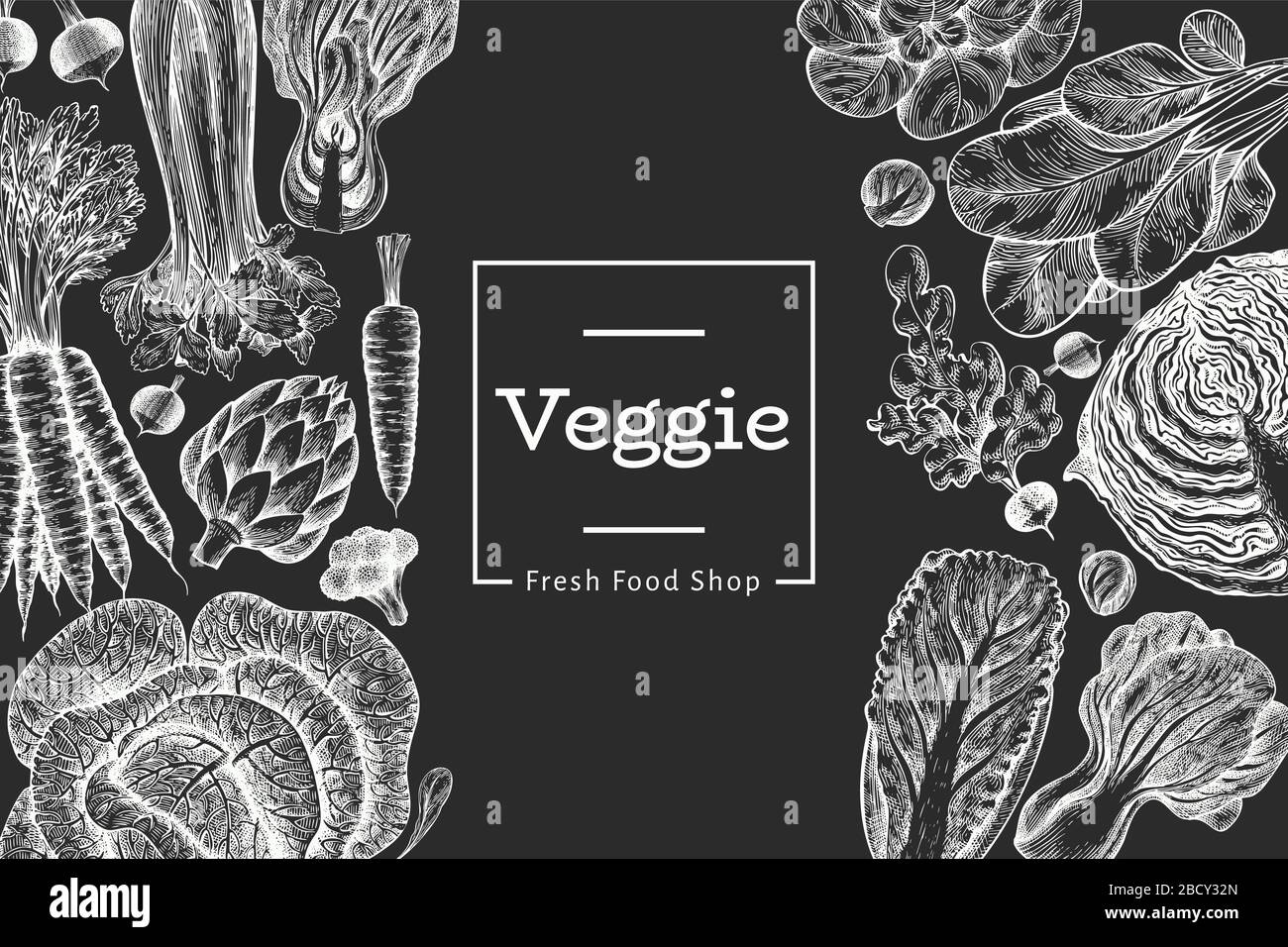 Hand drawn sketch vegetables design. Organic fresh food vector banner ...
