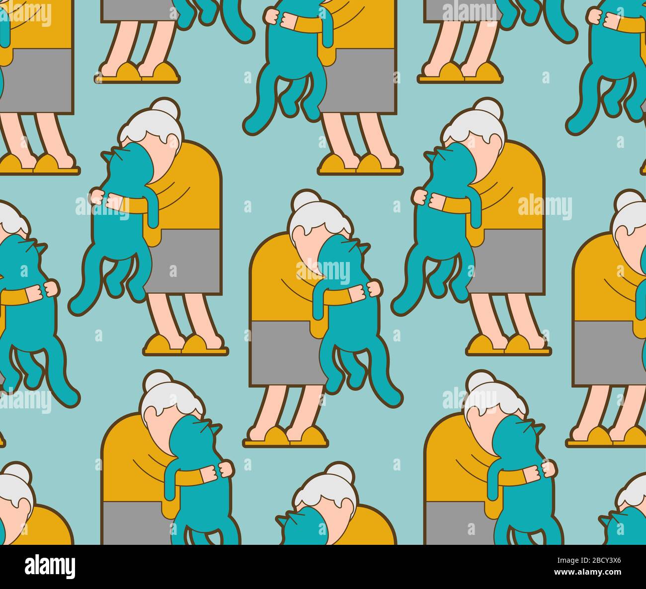 Grandma Nana Cat Pattern Print Pet Car Seat Cover