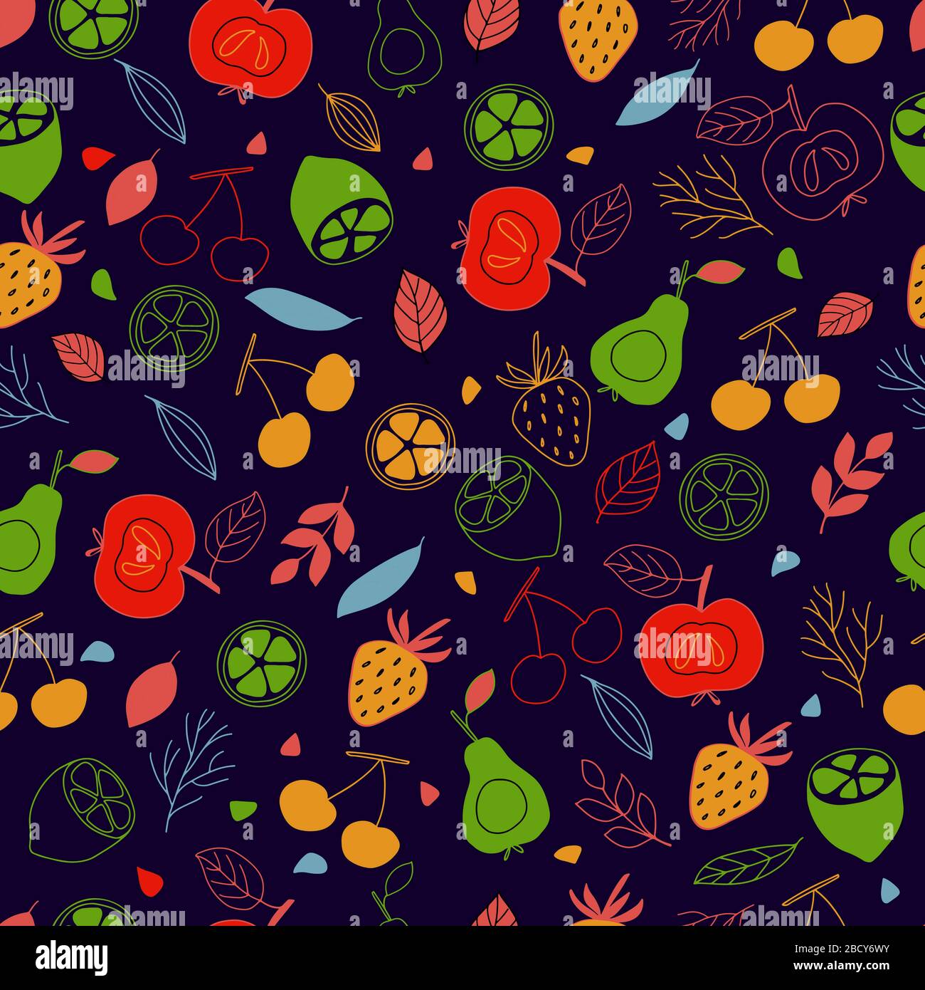 Seamless pattern of colorful fruits on a background in vector graphics ...