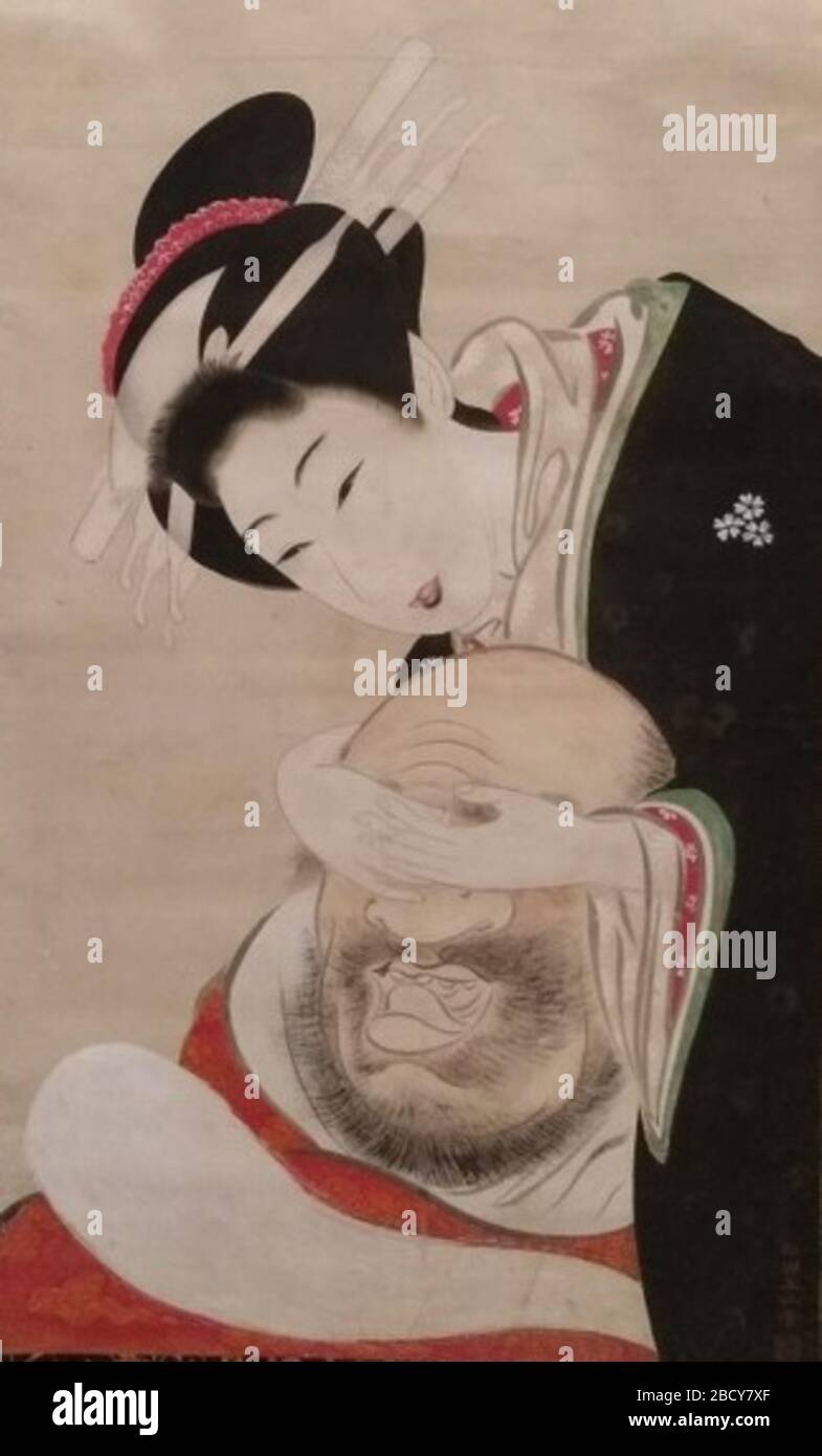 日本語 美人目隠し達磨図 紙本著色 English A Beautiful Woman Blindfolds Daruma Colored On Paper 日本語 江戸時代後期english Late Edo Period From The First Half Of The 18th Century To The Early 19th Century B4 Q Mafengwo Net S10 M00
